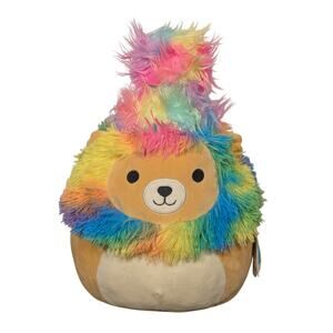 Squishmallow - NWT - Leonard the lion - 12 inch Squish Doo Rare Rainbow-Retired